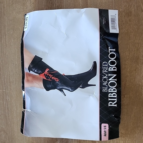 Black Red Pirate Boots Halloween Costume Accessory - Picture 1 of 6